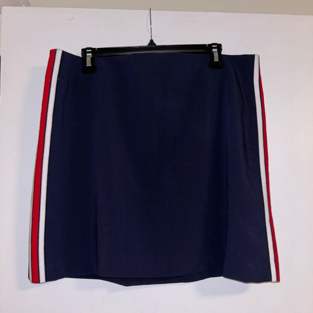 Banana Republic Navy Blue Mini Skirt Red White Side Stripe Zip Lined, Si…
